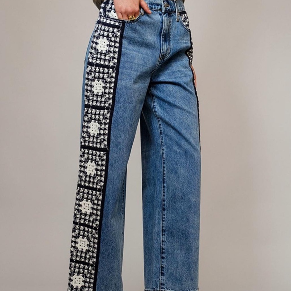 Blue Patterned Women's Jeans